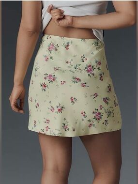 Anthropologie The Tilda Mini Slip Skirt Floral Satin NWT Size XXS